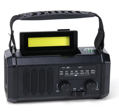 Nödradio - 10,000mAh inbyggd Powerbank, Lampa och Vevgenerator